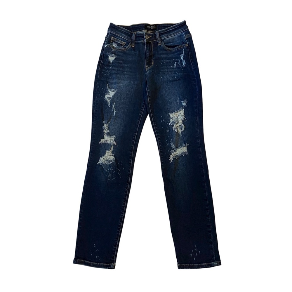 JUDY BLUE Boyfriend Fit Jeans Distressed Bleached Stretch Denim Size 3/26